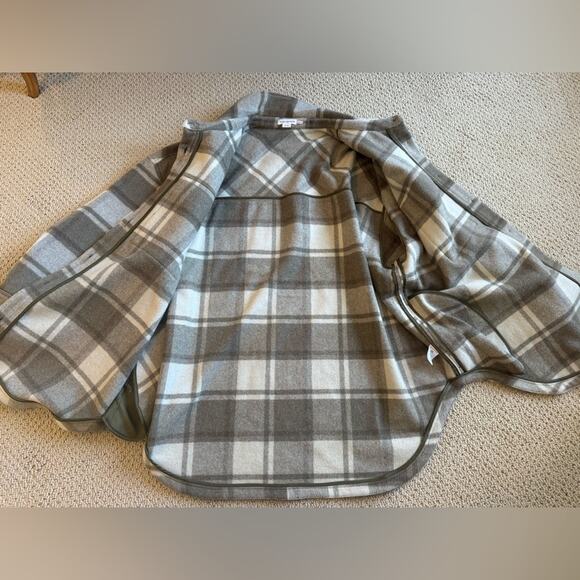 Good American Women's Shacket Size 5/6 2XL 3XL Olive Green Plaid Wool Jacket - Picture 4 of 12